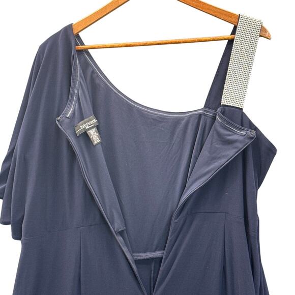 R&M Richards Navy Blue Rhinestone Tiered Asymmetrical Formal Pantsuit Women 18W - Picture 5 of 9